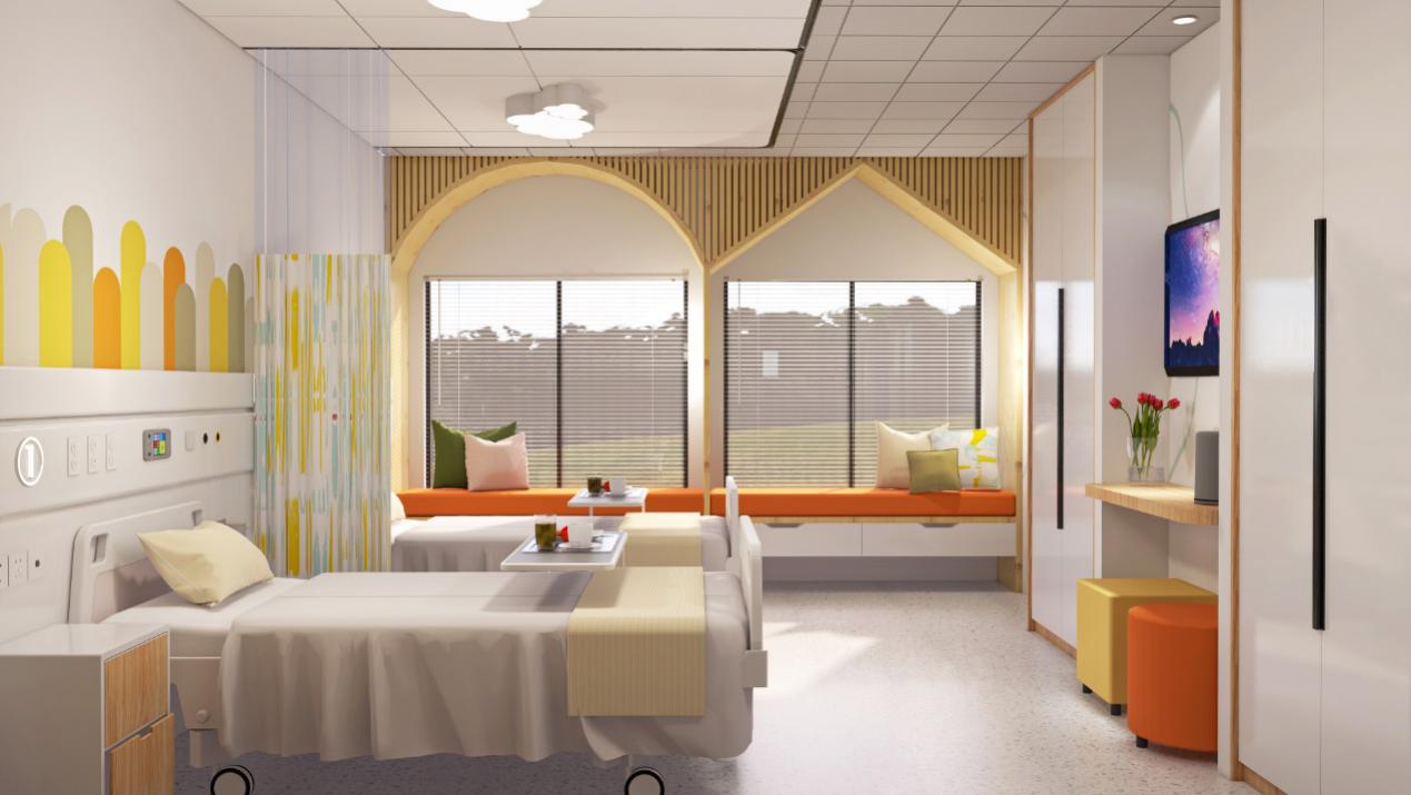 儿科病房效果图儿科病房立面图妇科病房设计:妇科病房的主题色彩为